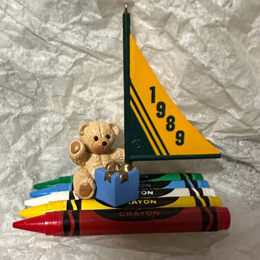 Vintage Enesco Cherished Teddies Colorful Crayon Sailboat